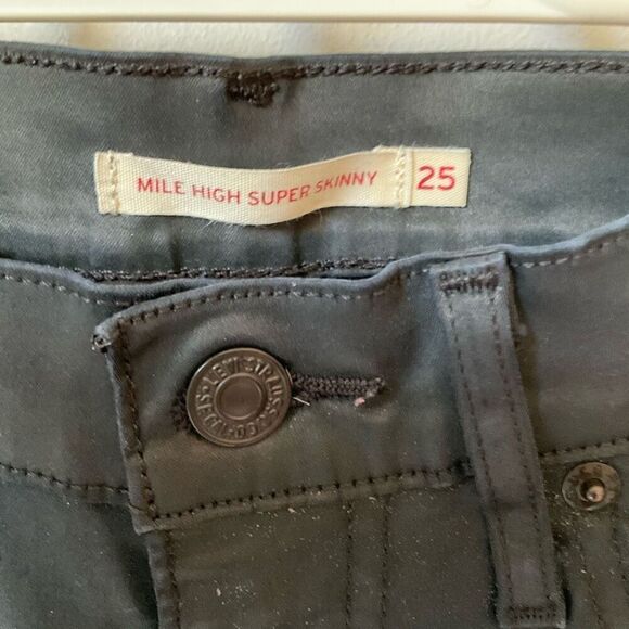 Levis Coated Mile High Super Skinny, Black 5Pocket Jeans, 25 - Picture 7 of 12